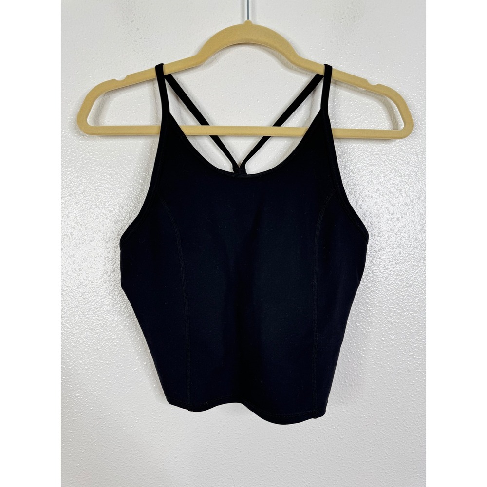 Sweaty Betty Stamina Workout Tank Top Black Built In Bra Crop SB5461 Size M
